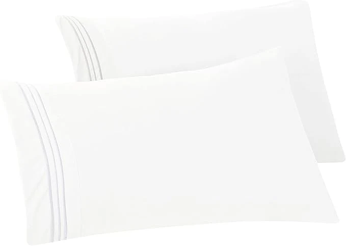 Selected Elegant Comfort Solid Pillowcases 1500 Premium Hotel Quality Microfiber – Smooth Weave Wrinkle and Stain Resistant Easy Slip-On 2-Piece Set King Pillowcase White Modern