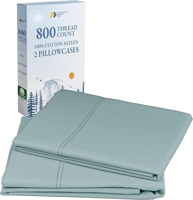 Powerful Heirloom Soft Smooth amp Thick 800 Thread Count Cotton Sateen 2 Pillow Cases Standard Size Fits Standard amp Queen Size Pillows Soft Teal Trendy