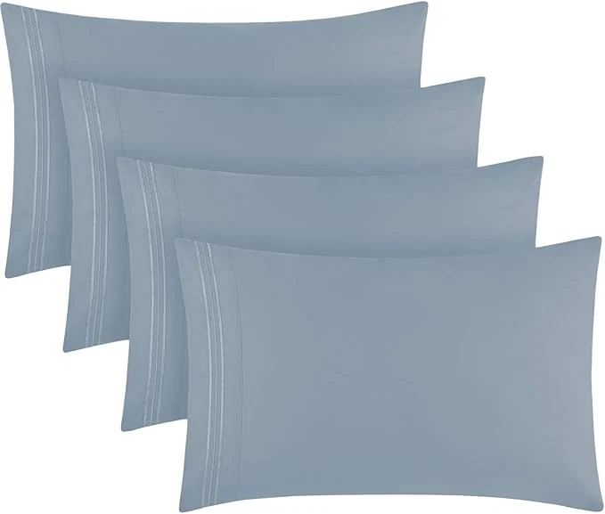 Sustainable Mellanni Pillow Cases Set – 4 PC Iconic Collection Pillowcases – Hotel Luxury Extra Soft Cooling Pillow Covers – Wrinkle Fade Stain Resistant Standard Queen 20 quot x 30 quot Blue Hydrangea High-End