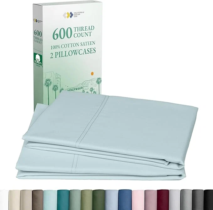 Fashionable CALIFORNIA DESIGN DEN Luxuriously Soft Hotel Quality 600 Thread Count Cotton Set of 2 Cases Crisp amp Cool King Size Pillow Covers Set of 2 Fits King Pillows Seafoam Smart