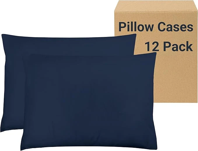 Classic ZPECC Pillow Cases Standard Size Set of 12 20×26 Envelope Closure Pillowcases Soft Plain Brushed Microfiber Covers Hypoallergenic Breathable Navy Next-Generation