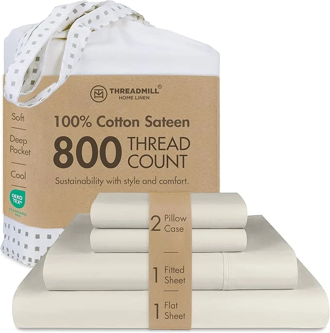 Trusted Threadmill King Size Sheets 800 Thread Count King Bed Sheets Set for King Mattress 16 Deep Pocket Sateen Weave Better Than Egyptian Cotton 4-Piece Bedding Set with Cooling Effect Taupe Expertly Made
