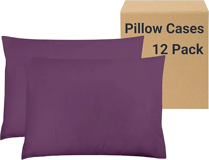 Comfortable ZPECC Pillow Cases King Size Set of 12 20×36 Envelope Closure Pillowcases Soft Plain Brushed Microfiber Covers Hypoallergenic Breathable Dark Purple Eco-Friendly