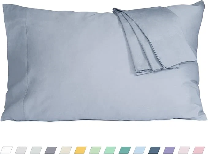Detailed Pillow Cases Standard Queen Size Cotton Percale Weave Pillowcases Pre-Shrunk Breathable and Hypoallergenic Pillowcases Set of 2 2 Piece Standard Queen 20 Inch x 30 Inch Dark Gray Casual