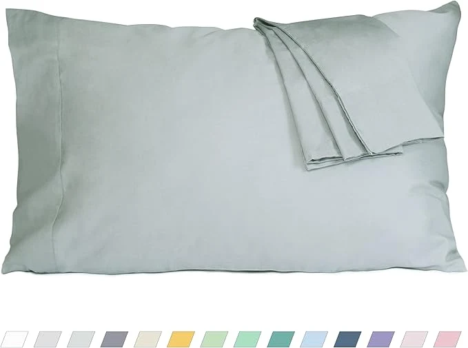 Premium Material Pillow Cases Standard Queen Size Cotton Percale Weave Pillowcases Pre-Shrunk Breathable and Hypoallergenic Pillowcases Set of 2 2 Piece Standard Queen 20 Inch x 30 Inch Storm Gray Consistent