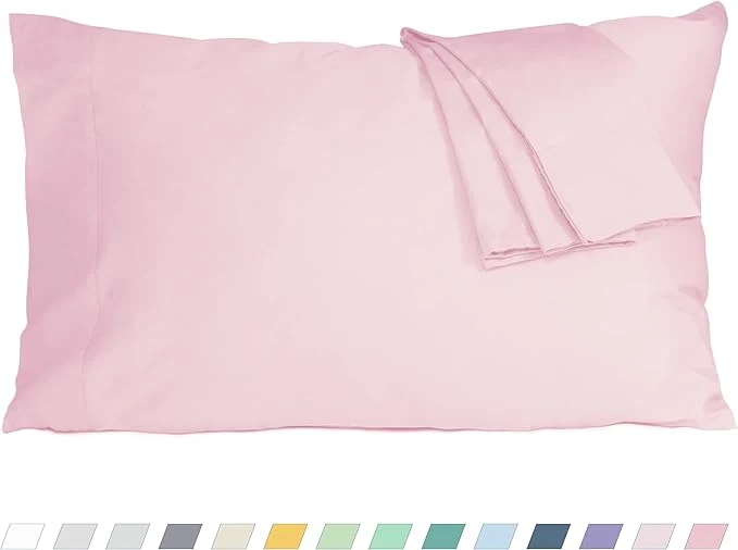 Versatile Pillow Cases King Size Cotton Percale Weave Pillowcases Pre-Shrunk Breathable and Hypoallergenic Pillowcases Set of 2 2 Piece King 20 Inch x 40 Inch Dark Pink Genuine