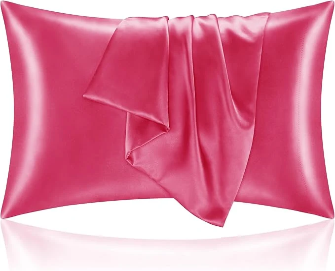 Luxury BEDELITE Satin Pillowcase for Hair and Skin Super Soft and Cooling Similar to Silk Pillow Cases 2 Pack with Envelope Closure Gift for Women Men 20 quot x26 quot Standard Size Hot Pink Excellent