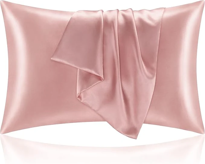 Convenient BEDELITE Satin Pillowcase with Zipper Rose Pink Pillow Cases Queen Size Set of 2 Super Soft and Cooling Similar to Silk Pillow Cases Gift for Women Men 20×30 Inches Quality