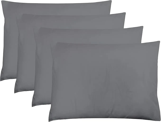 Enhanced ZPECC Dark Gray Pillow Cases King Size Set of 4 20×36 Envelope Closure Pillowcases Soft Plain Brushed Microfiber Covers Hypoallergenic Breathable Stylish