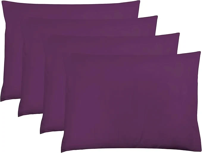 Authentic ZPECC Pillow Cases King Size Set of 4 20×36 Envelope Closure Pillowcases Soft Plain Brushed Microfiber Covers Hypoallergenic Breathable Dark Purple Detailed