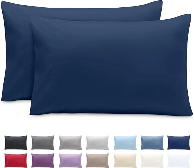 Smart Bare Home Microfiber Pillow Cases – King 20×40 – Cooling Pillowcases – Double Brushed – Easy Care – Envelope Closure King Pillowcase Set of 2 Dark Blue Genuine