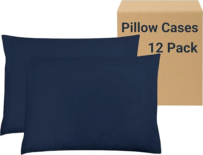 Original Design ZPECC Pillow Cases Queen Size Set of 12 20×30 Envelope Closure Pillowcases Soft Plain Brushed Microfiber Covers Hypoallergenic Breathable Navy Contemporary