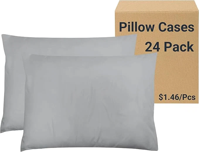 Verified ZPECC Pillow Cases Bulk 24 Pack – Standard Pillowcases with Envelope Closure Soft Brushed Microfiber Pillow Cover for Hotel Airb amp bs Hospital Bedding Essential Light Gray Reusable