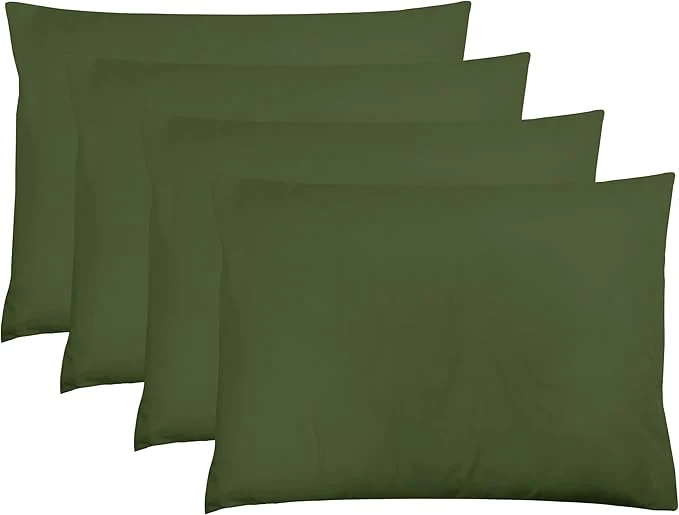 Reusable ZPECC Pillow Cases King Size Set of 4 20×36 Envelope Closure Pillowcases Soft Plain Brushed Microfiber Covers Hypoallergenic Breathable Olive Green
