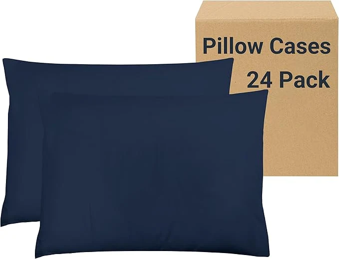 Detailed ZPECC Pillow Cases Bulk 24 Pack – Standard Pillowcases with Envelope Closure Soft Brushed Microfiber Pillow Cover for Hotel Airb amp bs Hospital Bedding Essential Navy Responsible
