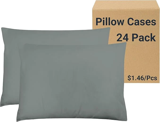 High-Grade ZPECC Pillow Cases Bulk 24 Pack – King Pillowcases with Envelope Closure Soft Brushed Microfiber Pillow Cover for Hotel Airb amp bs Hospital Bedding Essential Titanium Gray Responsible