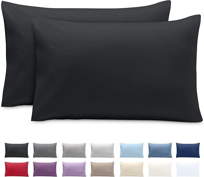 Eco-Friendly Bare Home Microfiber Pillow Cases – King Size 20×40 – Cooling Pillowcases – Double Brushed – Easy Care – Envelope Closure King Pillowcase Set of 2 Black Environmentally Friendly