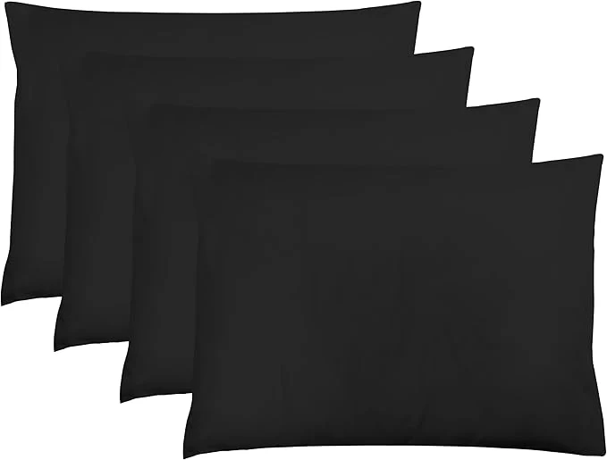 High-Grade ZPECC Black Pillow Cases Queen Size Set of 4 20×30 Envelope Closure Pillowcases Soft Plain Brushed Microfiber Covers Hypoallergenic Breathable Fashionable