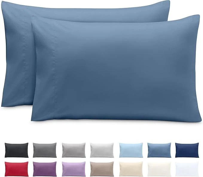 Artisan Bare Home Microfiber Pillow Cases – Queen Size Set of 2 – Cooling Pillowcases – Double Brushed – Easy Care – Envelope Closure Queen Pillowcase Set of 2 Coronet Blue Traditional