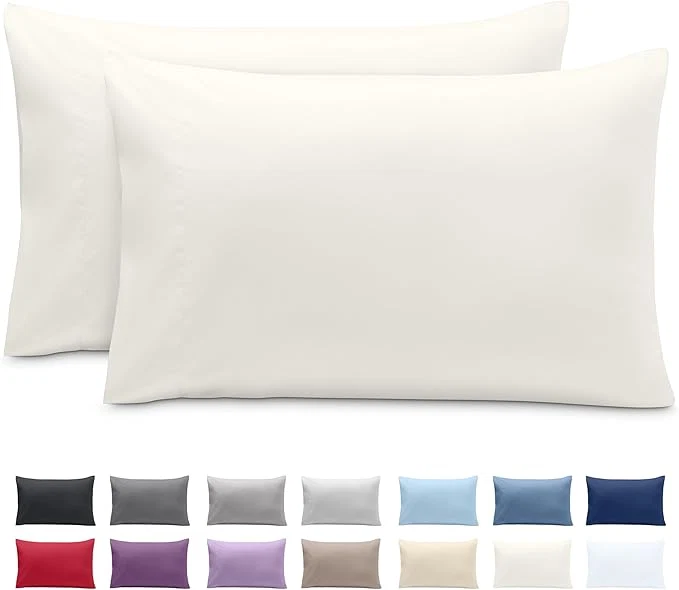 High-End Bare Home Microfiber Pillow Cases – King Size 20×36 – Cooling Pillowcases – Double Brushed – Easy Care – Envelope Closure King Pillowcase Set of 2 Cream Fine