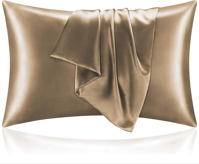 Smooth BEDELITE Satin Pillowcase for Hair and Skin Super Soft and Cooling Similar to Silk Pillow Cases 2 Pack with Envelope Closure Gift for Women Men 20 quot x36 quot King Size Tawny Brown Minimalist