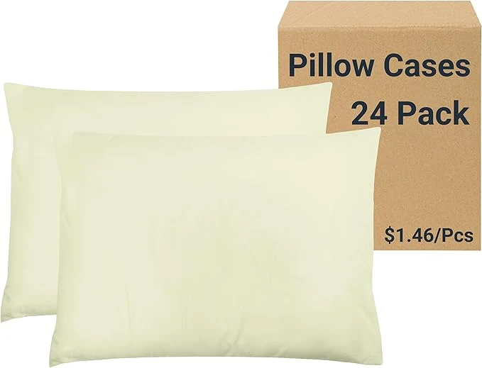 Reliable ZPECC Pillow Cases Bulk 24 Pack – Standard Pillowcases with Envelope Closure Soft Brushed Microfiber Pillow Cover for Hotel Airb amp bs Hospital Bedding Essential Light Beige Green