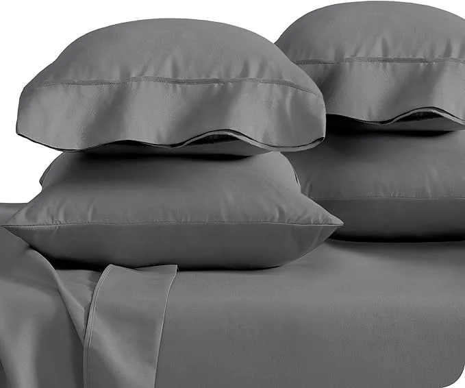 Original Bare Home Microfiber Bulk Pillow Cases – Standard Queen Size Set of 4 – Cooling Pillowcases – Double Brushed – Grey Pillowcases 4 Pack – Easy Care Standard – 4 Pack Grey Certified