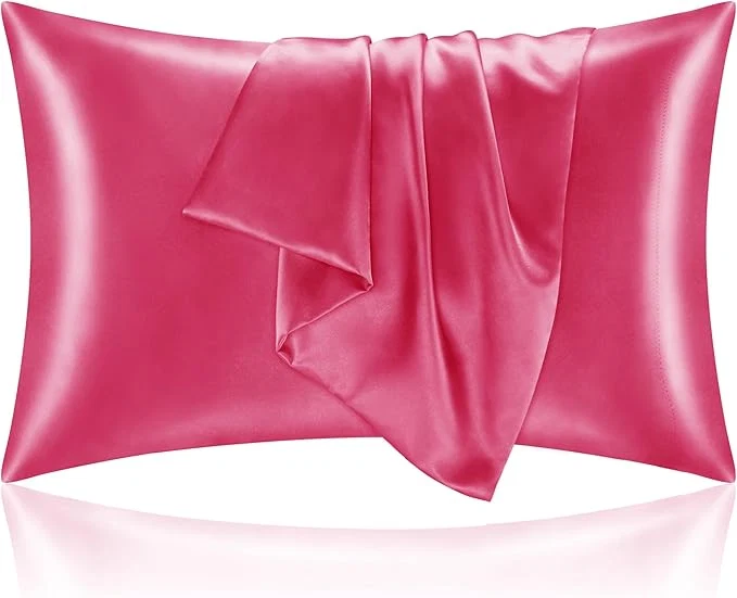 User-Friendly BEDELITE Satin Pillowcase for Hair and Skin Super Soft and Cooling Similar to Silk Pillow Cases 2 Pack with Envelope Closure Gift for Women Men 20 quot x36 quot King Size Hot Pink Minimalist