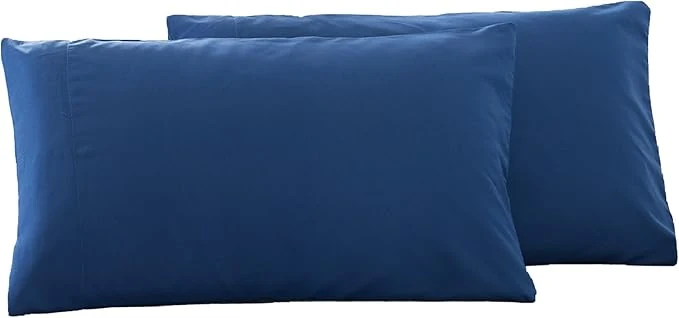 Optimized Microfiber Standard Bed Pillowcases 2 Pack Super Soft Bed Pillow Covers Envelope Closure Wrinkle Fade and Stain Resistant 20×26 Navy Blue Consistent