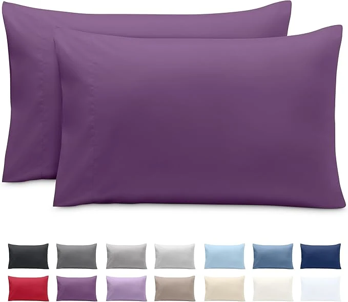Luxury Bare Home Microfiber Pillow Cases – Standard Size Set of 2 – Cooling Pillowcases – Double Brushed – Easy Care – Envelope Closure Standard Pillowcase Set of 2 Plum Innovative