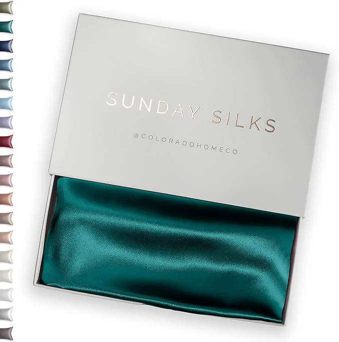 Selected SUNDAYSILKS™ Premium Silk Pillow Cases Mulberry Silk Pillowcase with Zipper All Sides 22 Momme Grade 6A Silk Standard Queen King Size Teal Sapphire Specialty