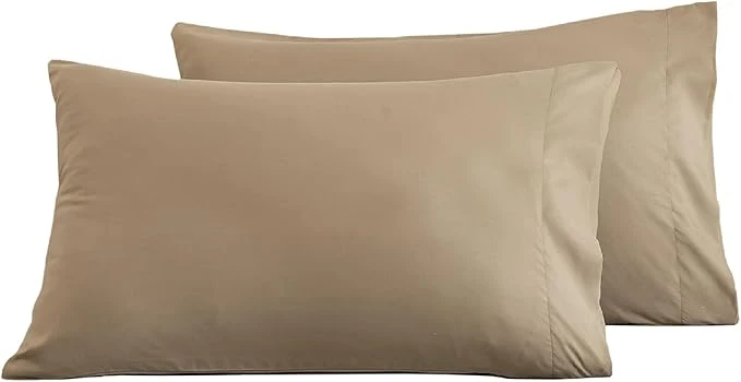 Secure Microfiber Queen Bed Pillowcases 2 Pack Super Soft Bed Pillow Covers Envelope Closure Wrinkle Fade and Stain Resistant 20×30 Dark Beige Traditional