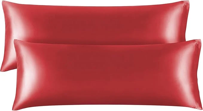 Classic BEDELITE Satin Body Pillow Cover 2 Pack Super Soft and Cooling Body Pillow Pillowcase for Hair and Skin Breathable Silky Full Long Pillowcase Cover 20 quot x54 quot Baked Apple Green