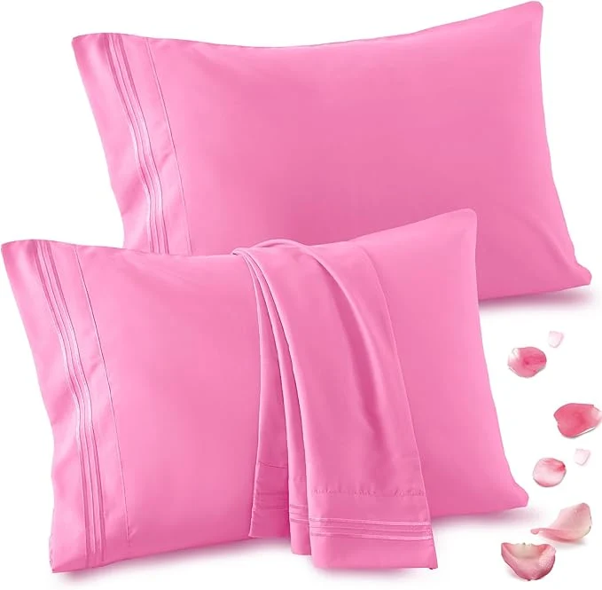 Breathable Vonty 2 Pack Queen Pillow Cases – 20×30 Inch 1800 Thread Count Microfiber Pillowcases Queen Size Pink Pillow Cases Luxury amp Soft Embroidered Bed Pillow Covers with Envelope Closure Versatile