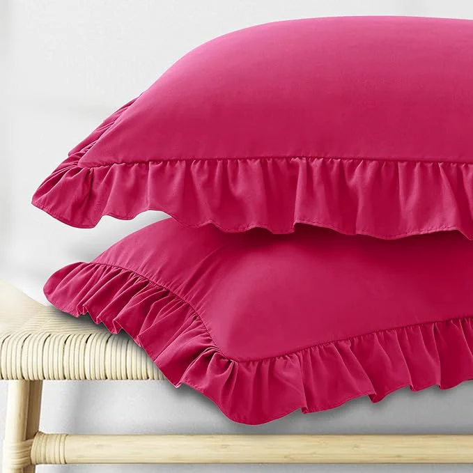 Casual KKJIAF Ruffle Body Pillow Cases Set of 1 Ruffled Pillow Covers with Envelope Closure Wrinkle Resistant Ruffled Long Pillow Shams 20 quot x 54 quot Hot Pink Genuine