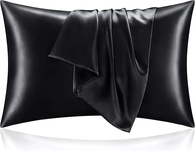 Premium BEDELITE Satin Pillowcase for Hair and Skin Super Soft and Cooling Similar to Silk Pillow Cases 2 Pack with Envelope Closure Gift for Women Men 20 quot x36 quot King Size Black Powerful