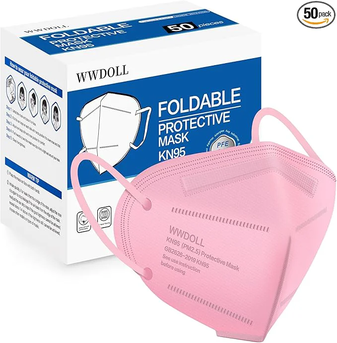 High-Grade WWDOLL KN95 Face Mask 50 Pack 5-Layers Breathable KN95 Masks World-Class