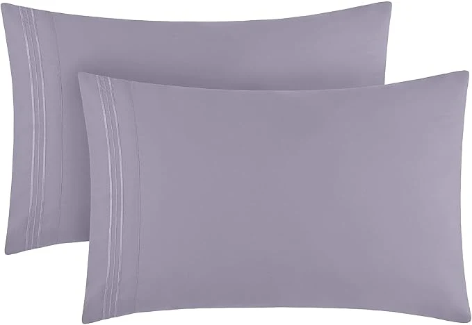 Quality Mellanni Pillow Cases – Luxury Extra Soft Cooling Pillow Covers – 2 PC Iconic Collection Pillowcases – Envelope Closure King 20 quot x 40 quot Hazy Lilac Relaxed