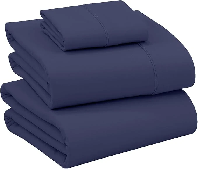 Smart RUVANTI Cotton Sheets – Twin Size Percale Bedding Cooling amp Breathable Durable with a Crisp Soft amp Comfortable Feel 16 quot Deep Pocket 3-Piece Set Crown Blue Sophisticated