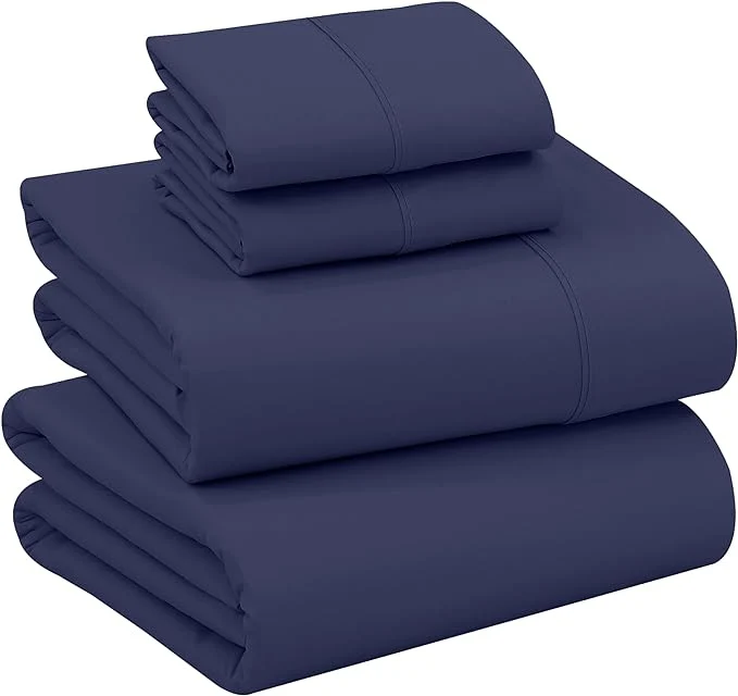 Optimized RUVANTI Cotton Sheets – King Size Percale Bedding Cooling amp Breathable Durable with a Crisp Soft amp Comfortable Feel 16 quot Deep Pocket 4-Piece Set Crown Blue Natural