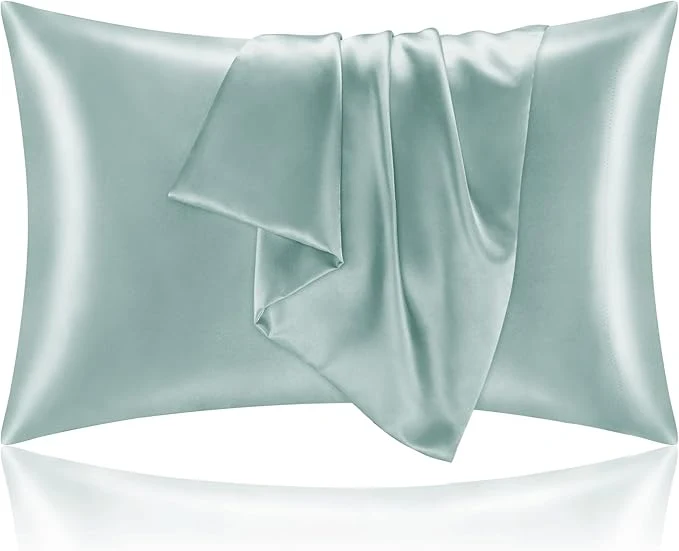 Proven BEDELITE Satin Pillowcase for Hair and Skin Super Soft and Cooling Similar to Silk Pillow Cases 2 Pack with Envelope Closure Gift for Women Men 20 quot x26 quot Standard Size Haze Blue Versatile