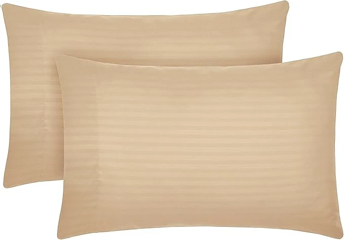 Professional Mellanni Pillow Cases – Luxury Extra Soft Cooling Pillow Covers – 2 PC Iconic Collection Pillowcases – Envelope Closure King 20 quot x 40 quot Striped Beige Stylish