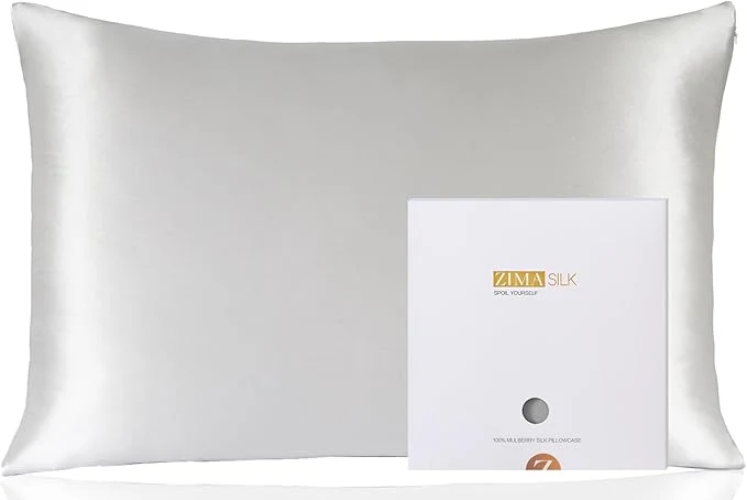 Modern ZIMASILK Pure Mulberry Silk Pillowcase for Hair and Skin Health Soft and Smooth Both Sides Premium Grade 6A Silk 600 Thread Count with Hidden Zipper 1pc King 20 39 39 x36 39 39 Light Grey Excellent