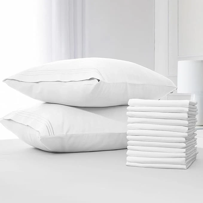 Stylish Mellanni Pillow Cases – Luxury Extra Soft Cooling Pillow Covers – 12 PC Iconic Collection Pillowcases – Envelope Closure King 20 quot x 40 quot White Premium Material