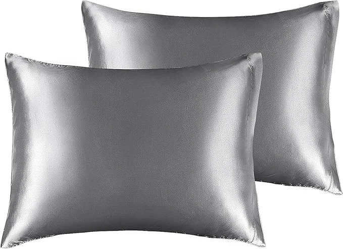 Fine BEDELITE Satin Pillowcase for Hair and Skin Super Soft and Cooling Similar to Silk Pillow Cases 2 Pack with Envelope Closure Gift for Women Men 13 quot x18 quot Toddler Size Dark Grey Artisan