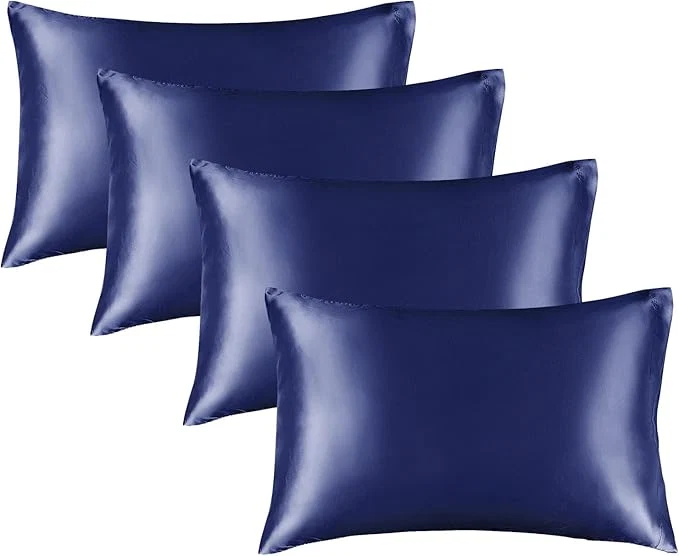 Fine Crafted BEDELITE Satin Pillowcase for Hair and Skin Super Soft Similar to Silk Pillow Cases 4 Pack with Envelope Closure Cooling Pillowcases for Women Men 20 quot x30 quot Queen Size Navy Proven