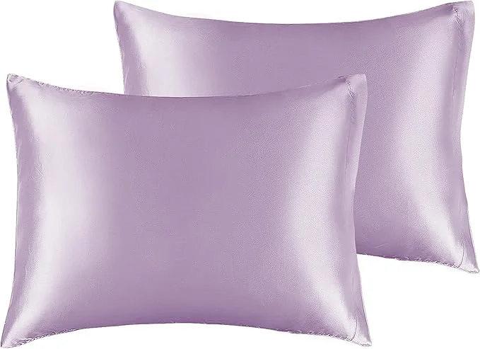 Easy-to-Use BEDELITE Satin Pillowcase for Hair and Skin Super Soft and Cooling Similar to Silk Pillow Cases 2 Pack with Envelope Closure Gift for Women Men 13 quot x18 quot Toddler Size Lavender Comfortable