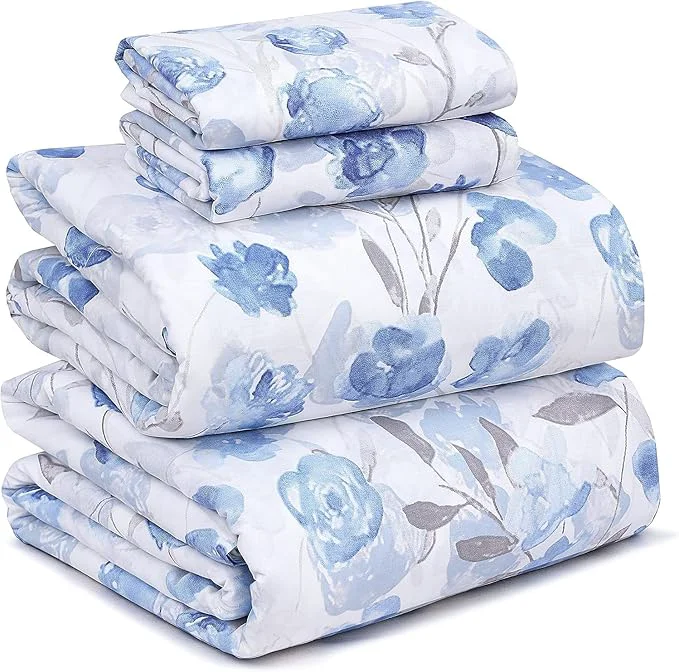 Traditional RUVANTI Cotton Sheets – California King Percale Bedding Cooling amp Breathable Floral Design Durable with a Crisp Soft amp Comfortable Feel 14 quot Deep Pocket 4-Piece Set Monotones Organic