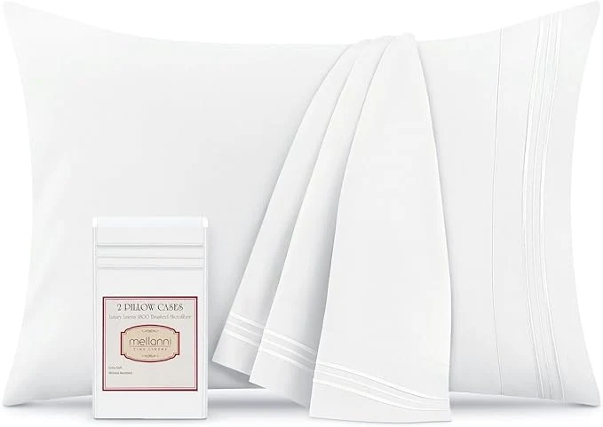 Practical Mellanni Pillow Cases – Luxury Extra Soft Cooling Pillow Covers – 2 PC Iconic Collection Pillowcases – Envelope Closure King 20 quot x40 quot White Detailed