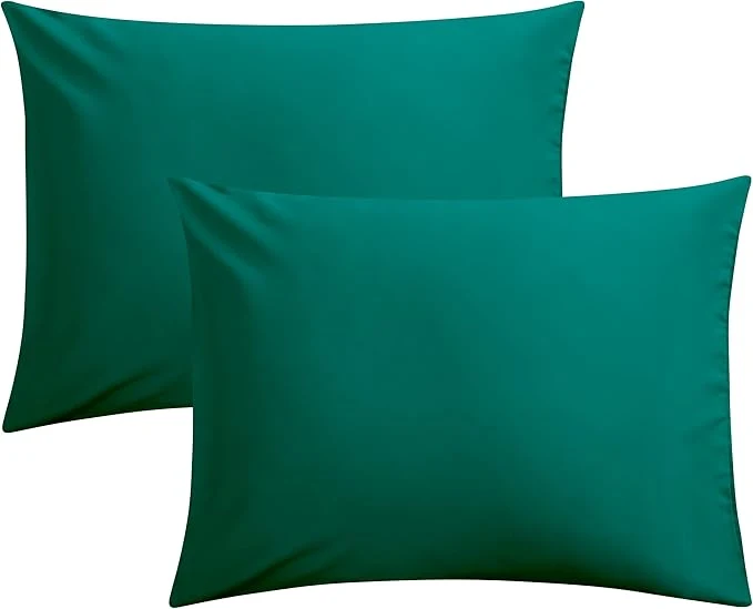 Minimalist FLXXIE Pillow Cases Standard Size Soft Microfiber Pillow Covers with Envelope Closure Wrinkle Stain Resistant Pillowcases 2 Piece Set 20×26 Dark Green Lightweight